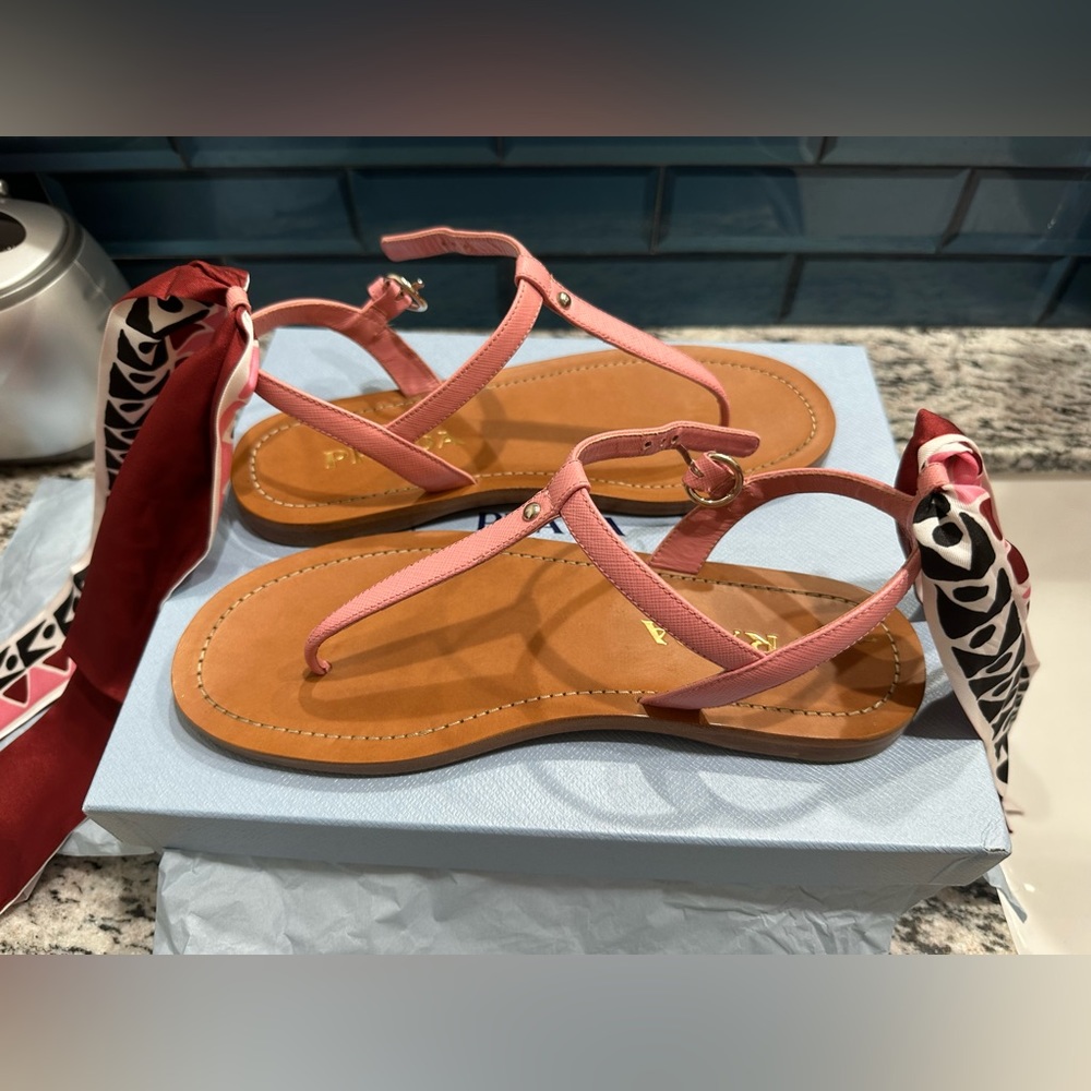 Prada sandals with removable scarf